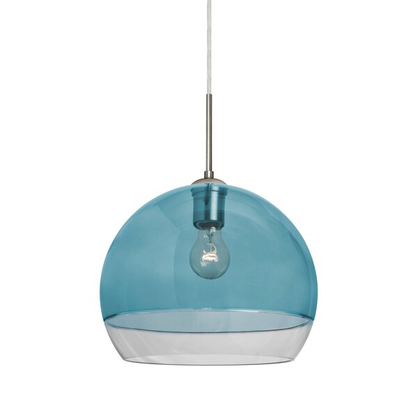Besa Lighting Ally 12 Cord Pendant, Coral Blue/Clear, Satin Nickel Finish, 1x60W Incandescent 1JT-ALLY12BL-SN - main